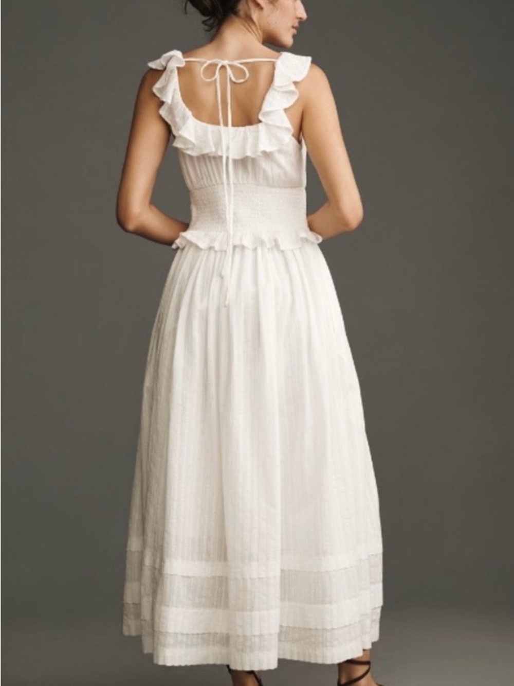 Anthropologie Pilcro ruffled smocked waist button up dress - Picture 3 of 10